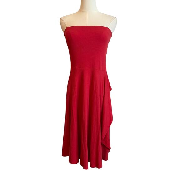 Ann Taylor Strapless Dress Womens Small Red Ruffle A-Line Cocktail Party NEW - Picture 1 of 9